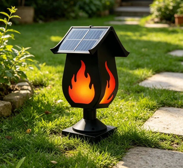 Outdoor Lighting Waterproof - 태양광 충전식 기둥형 조명, 모조 불꽃