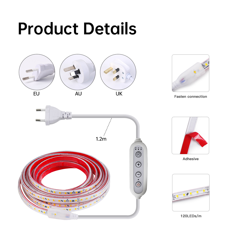 AC 220V 접착식 LED 스트립 조명, IP65 방 - Outdoor Lighting Uk 리뷰 및 가격