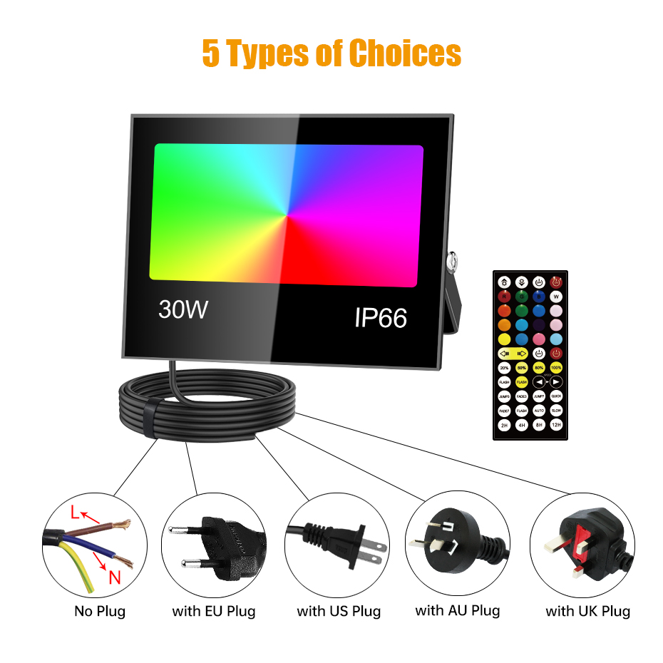 AC85-265V RGB LED 투광등 80W 50W  - Outdoor Lighting Uk 리뷰 및 가격