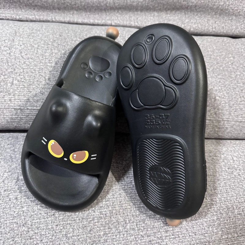 새롭고 귀여운 3D 검은 고양이 발바닥 슬라이드 샌들  - Outdoor Lighting Black 리뷰 및 가격