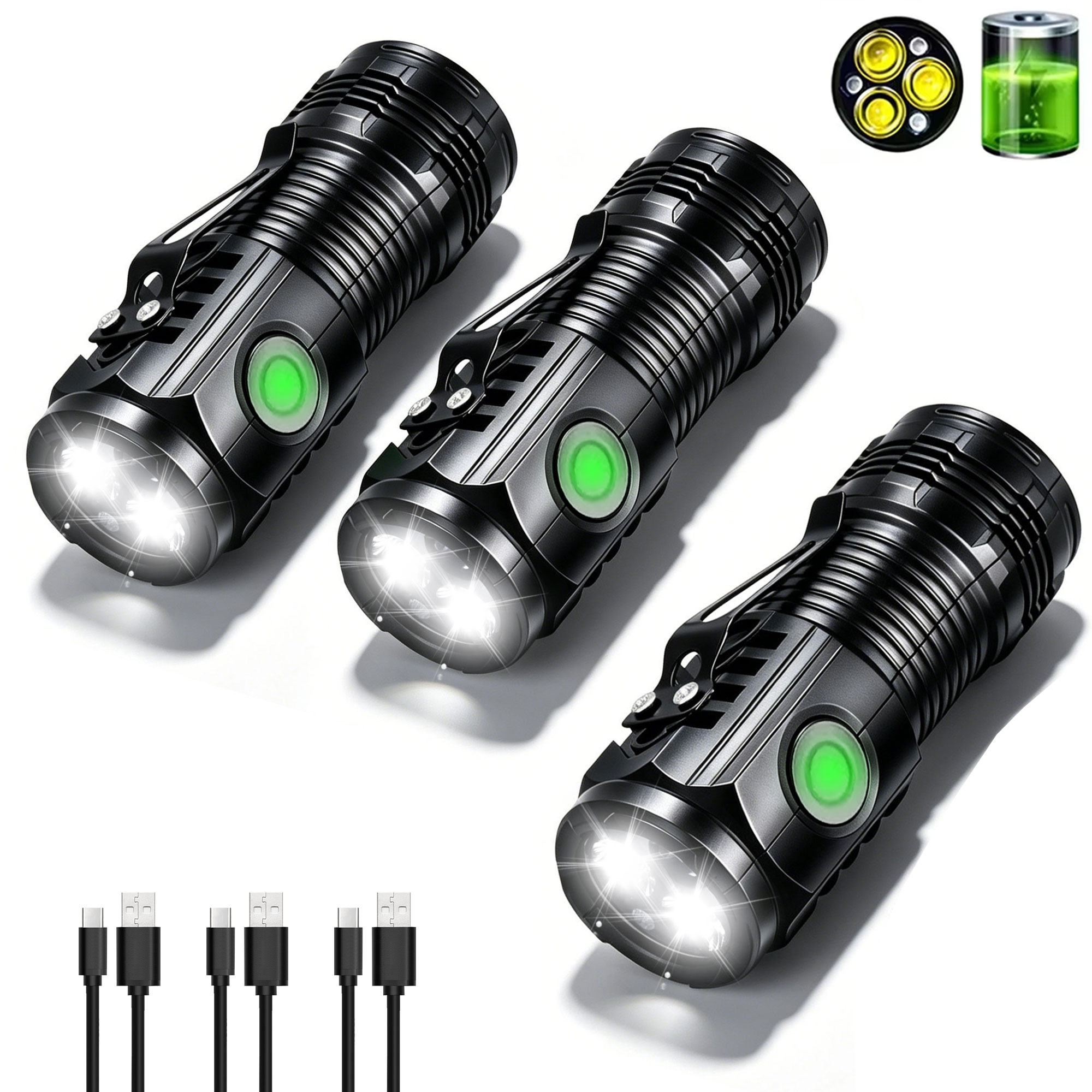 휴대용 충전식 야외 손전등 강력한 조명 방수 토치 캠핑 - Outdoor Lighting Black 리뷰 및 가격