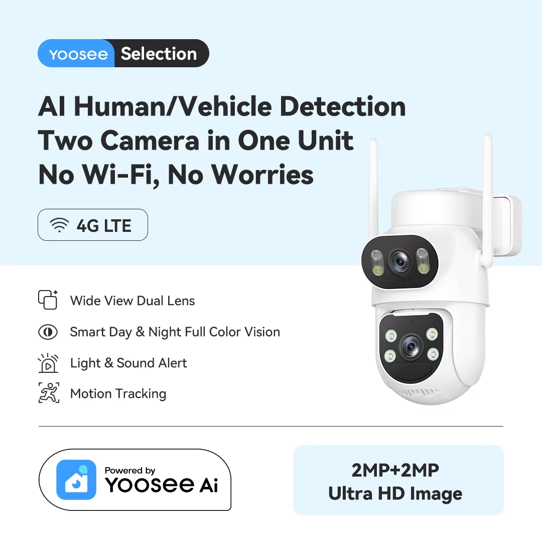 YOOSEE 4G LTE 듀얼 렌즈 야외 보안 카메라, - Outdoor Lighting Track 리뷰 및 가격